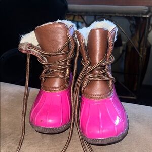 Kids Pink and Brown Winter Boots